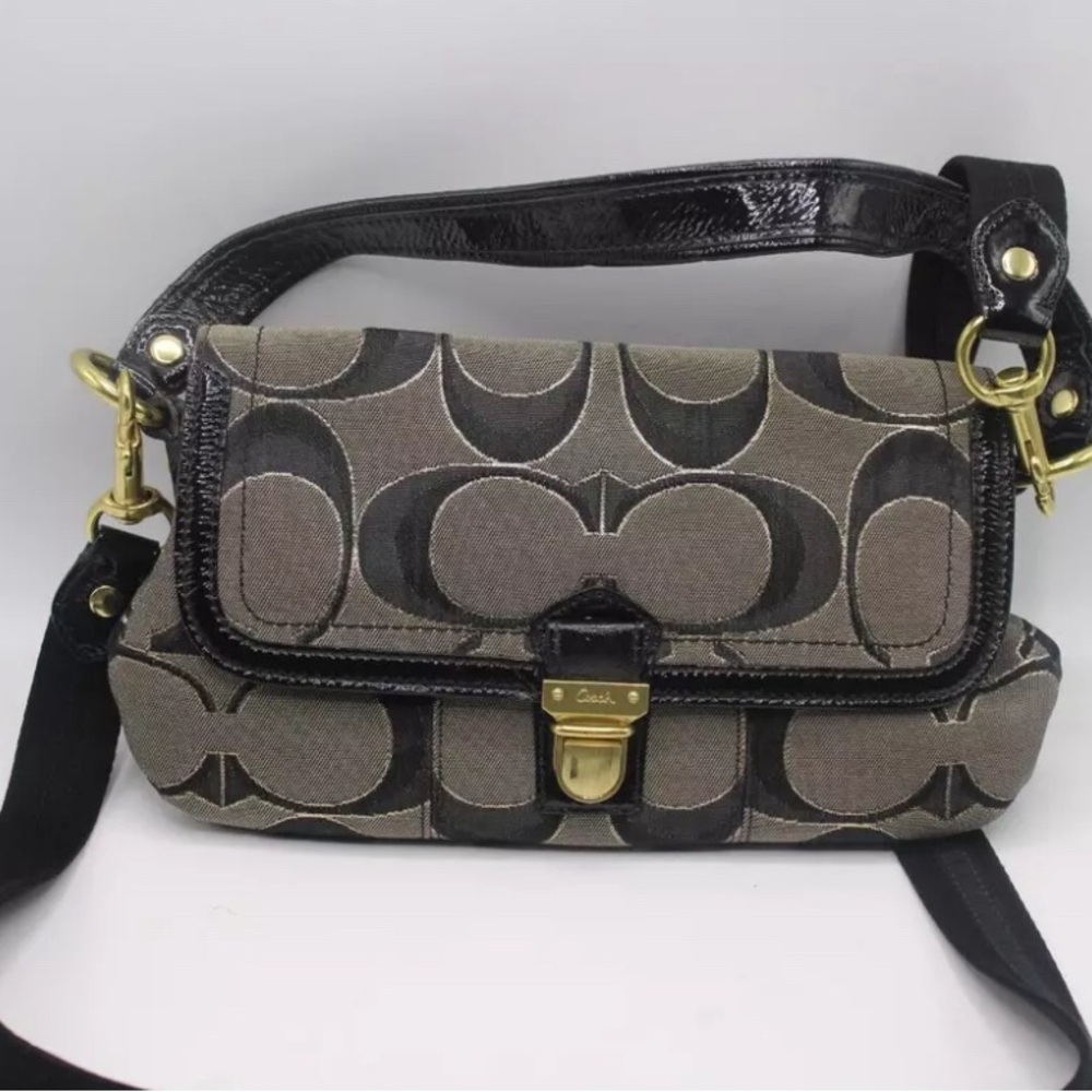 Coach Signature Shoulder Bag - Black and Brown